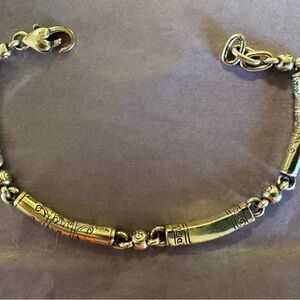 BRIGHTON Antique-Style Silver Tone Engraved Bar Bracelet